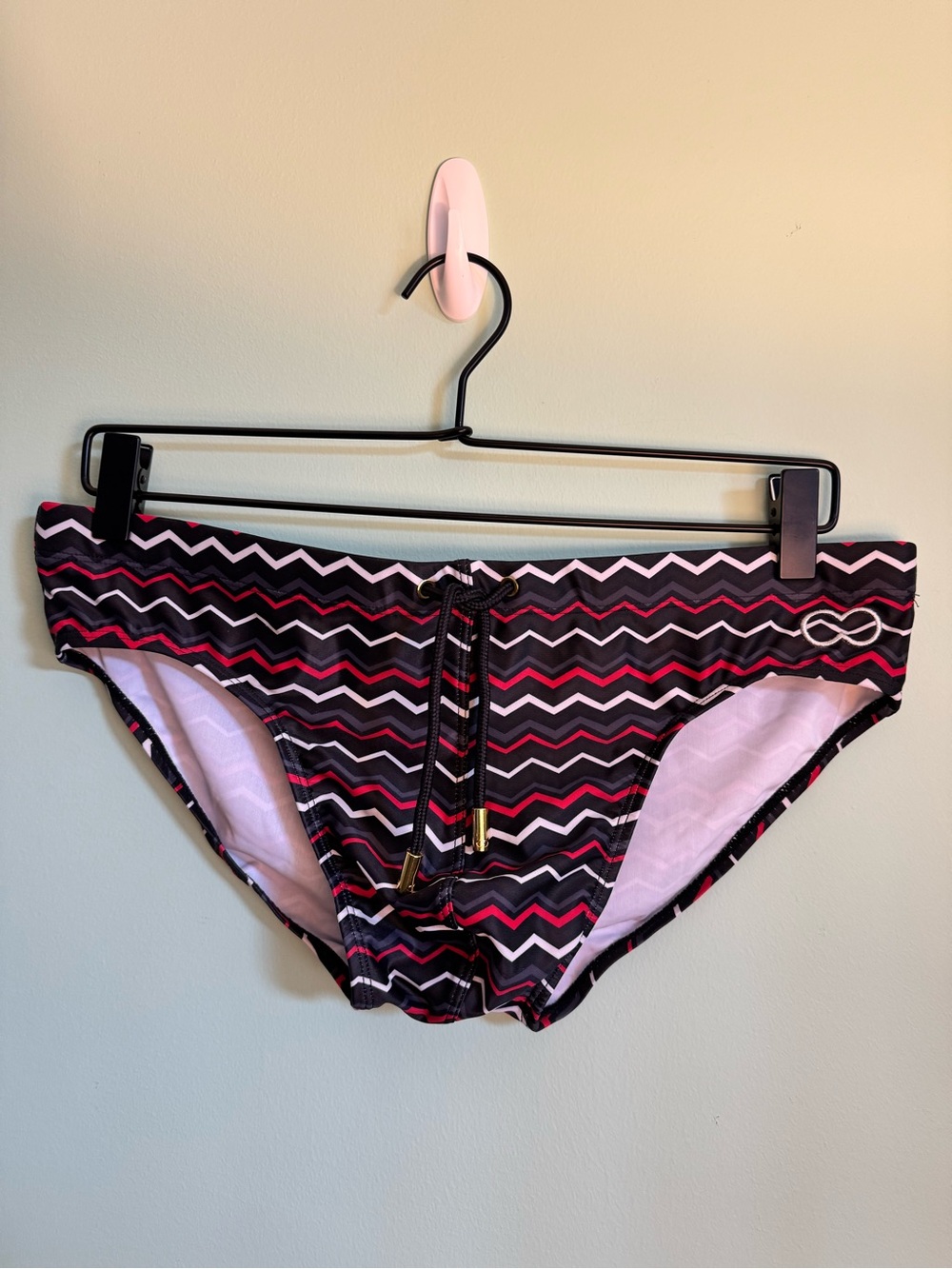 Men’s 2EROS Swim Brief in “Volcano” Red/Black Stripe - Size XL (35-36)